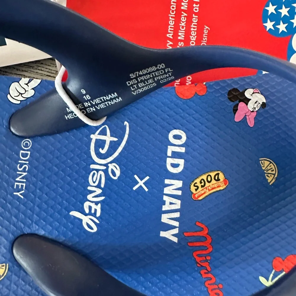 Old Navy x Disney Mickey and Minnie Mouse Blue Kids Flip Flops